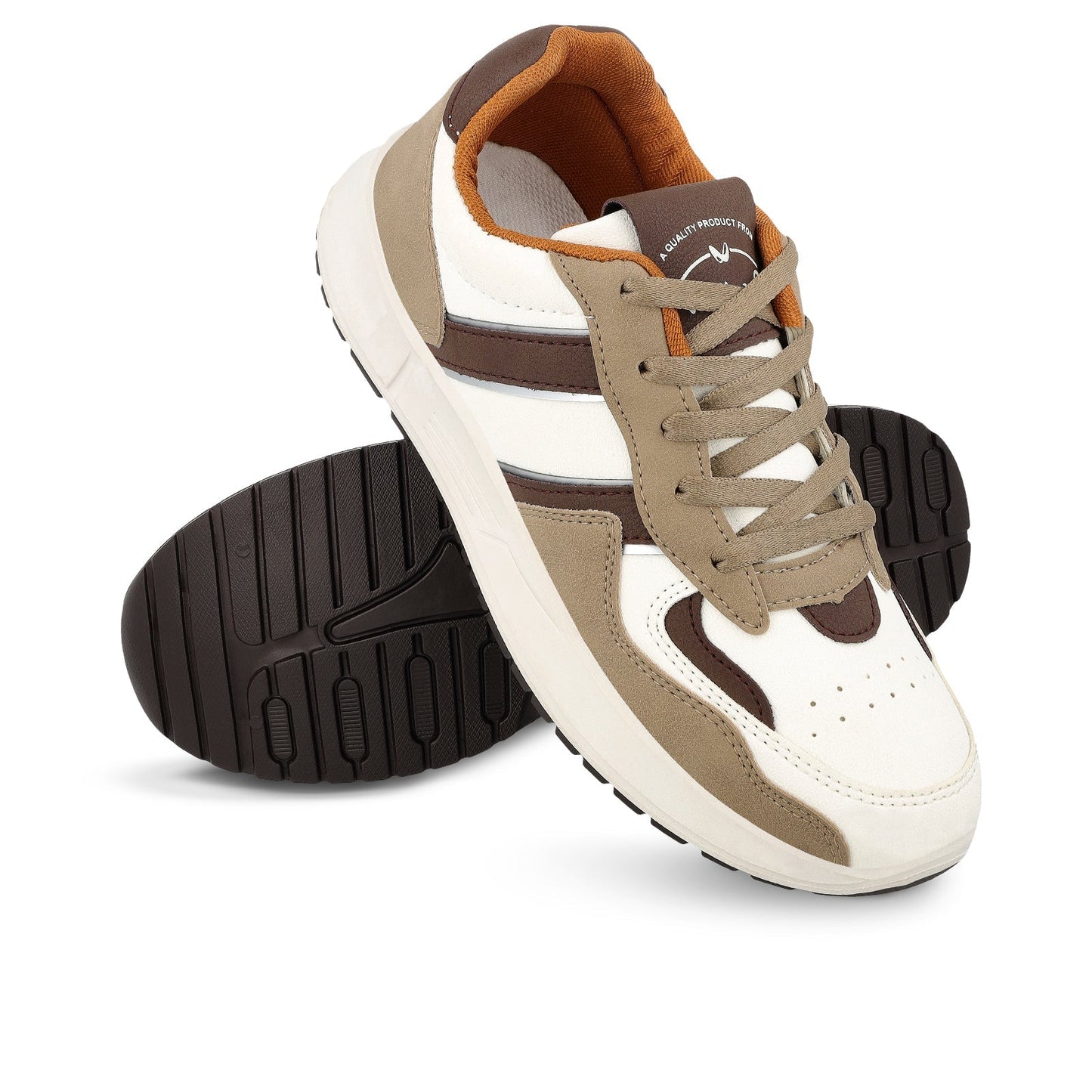 Walkaroo Mens Casual Shoes - WY3340 White Tan - Walkaroo Footwear