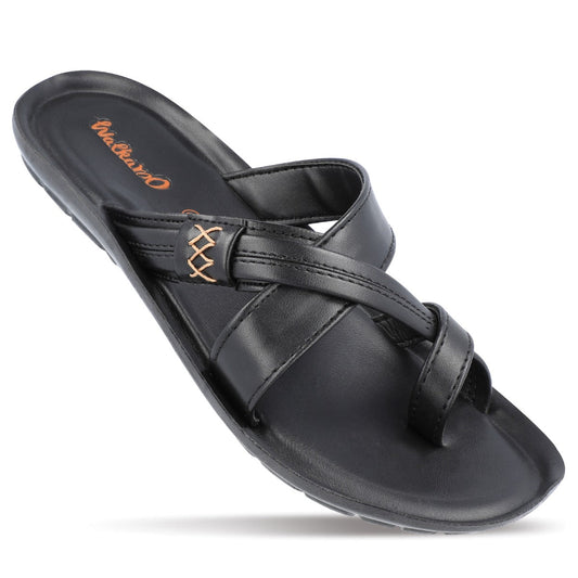 Walkaroo Men Cross Strap Slide Sandals - 13322 Black - Walkaroo Footwear