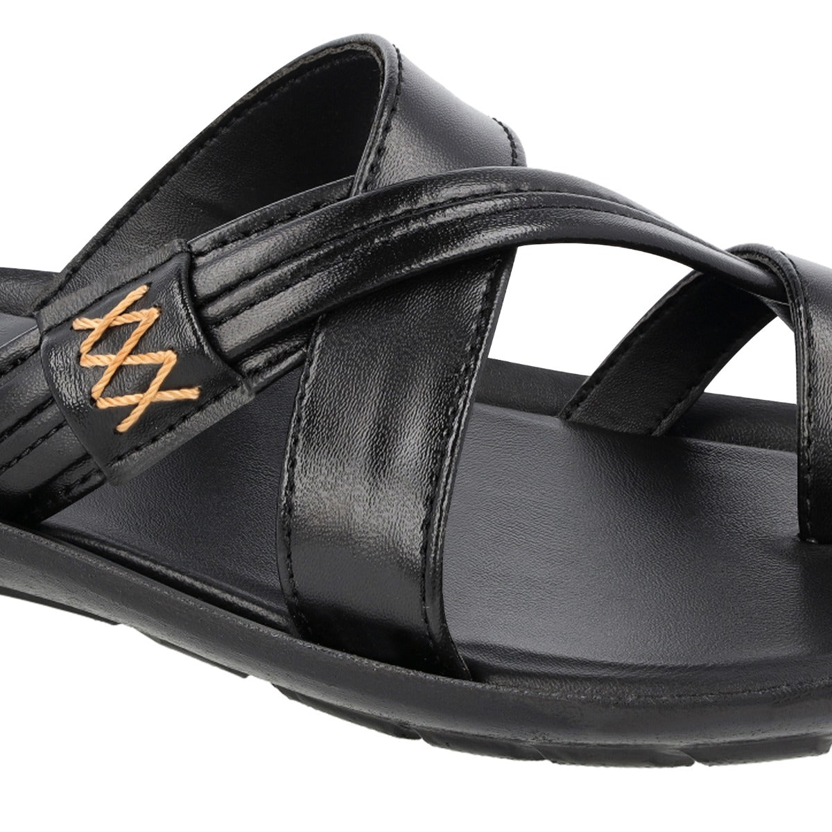 Walkaroo Men Cross Strap Slide Sandals - 13322 Black - Walkaroo Footwear