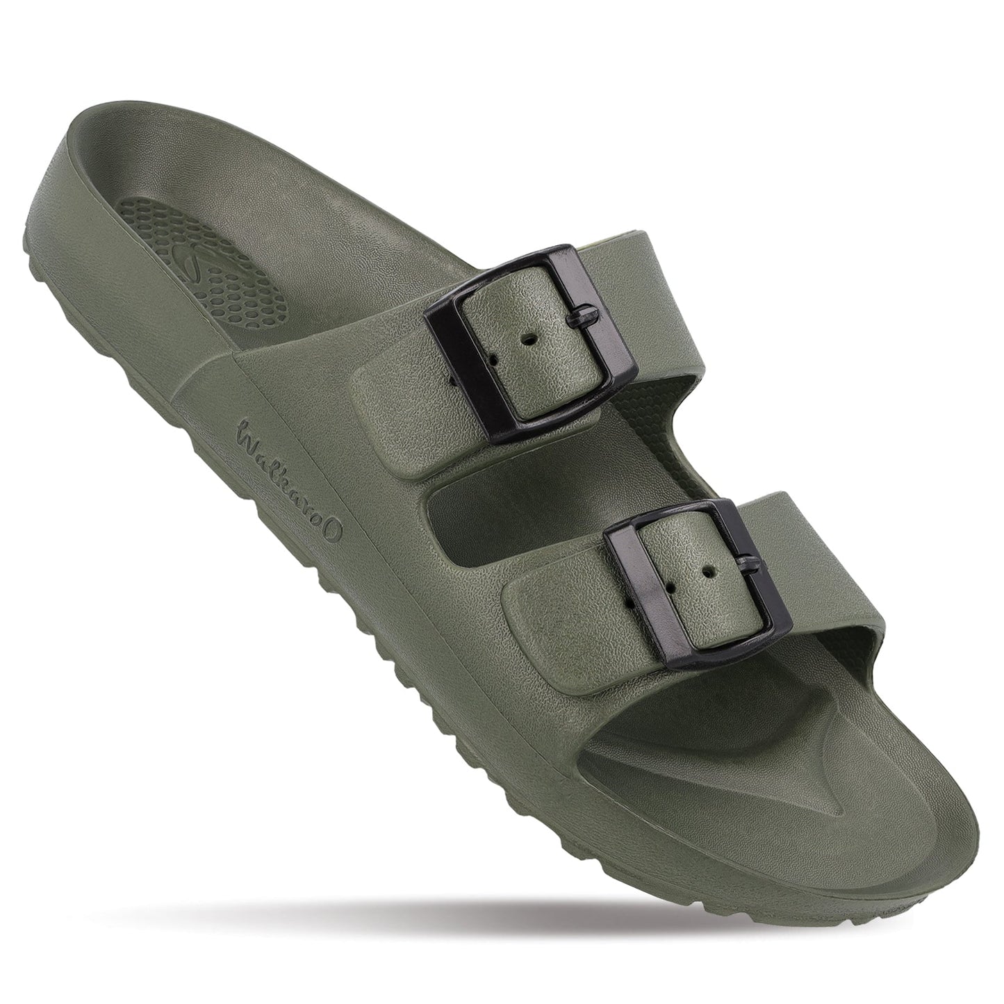 Walkaroo Men Slip On Slide Sandals - WC4808 Olive Green - Walkaroo Footwear