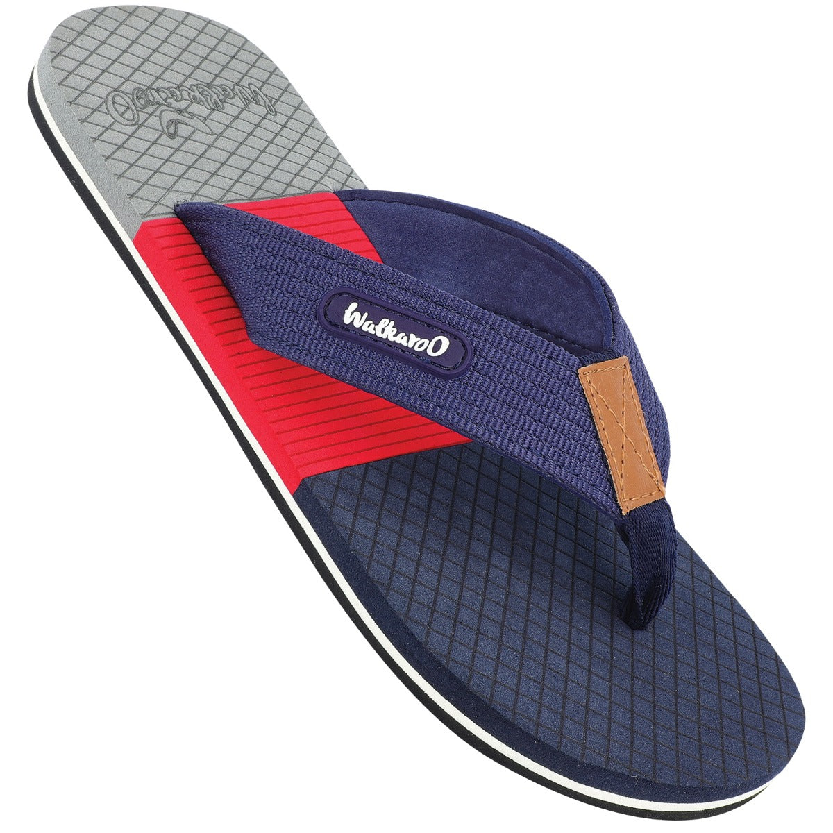 Walkaroo Men Printed Thong Flip Flop - WC4225 Navy Blue Red - Walkaroo Footwear