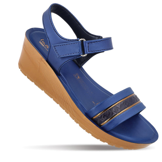 Women's Wedge Heel Sandals  - WLR77025 Navy Blue
