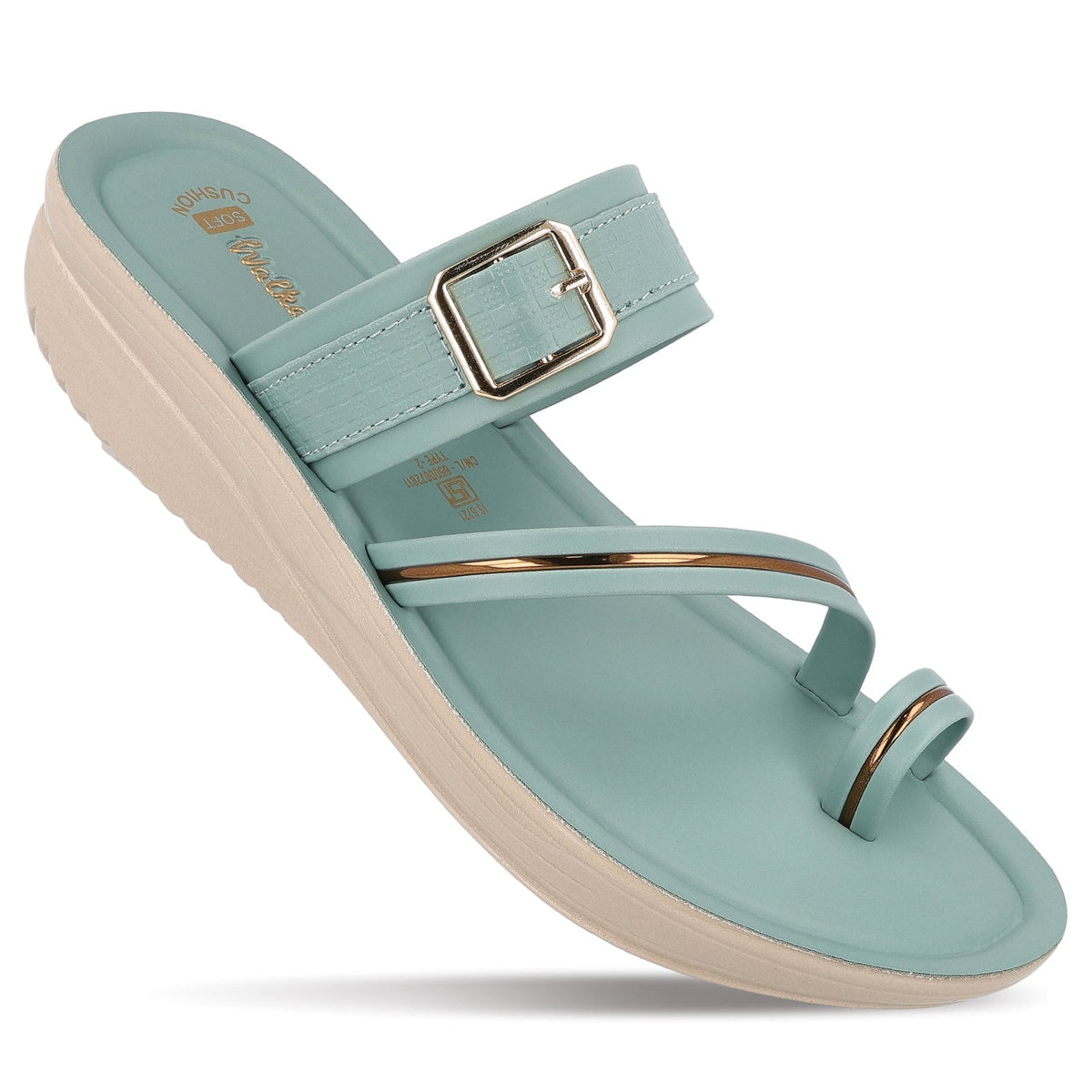 Women's Wedge Heel Sandals  - WLR72032 Teal Blue