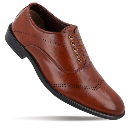 Men's Brogue formal Shoes - 17137 Tan