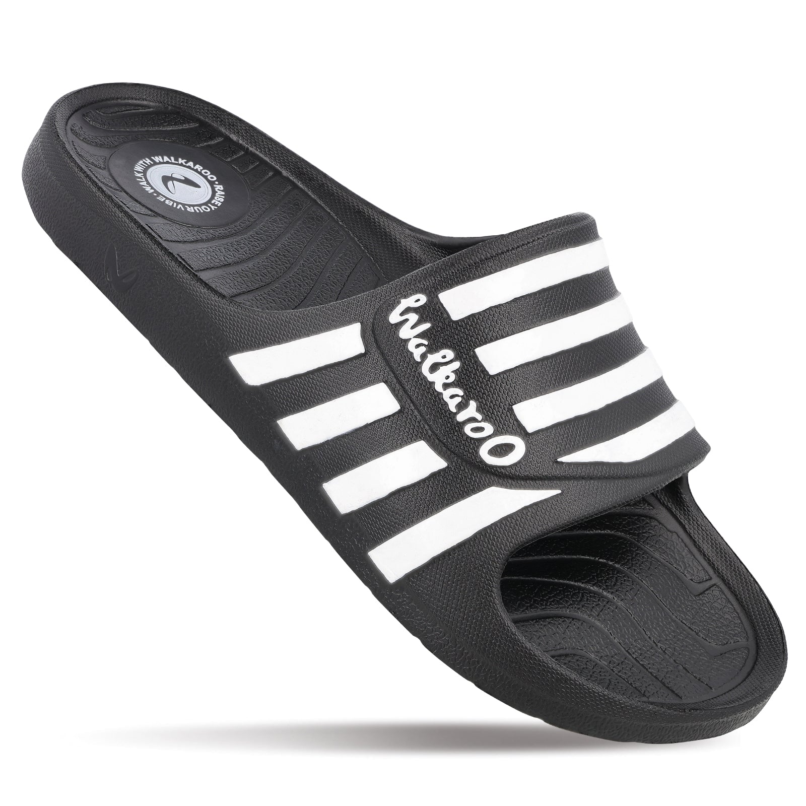 Walkaroo Mens Flip Flop Sliders - WC4835 Black - Walkaroo Footwear