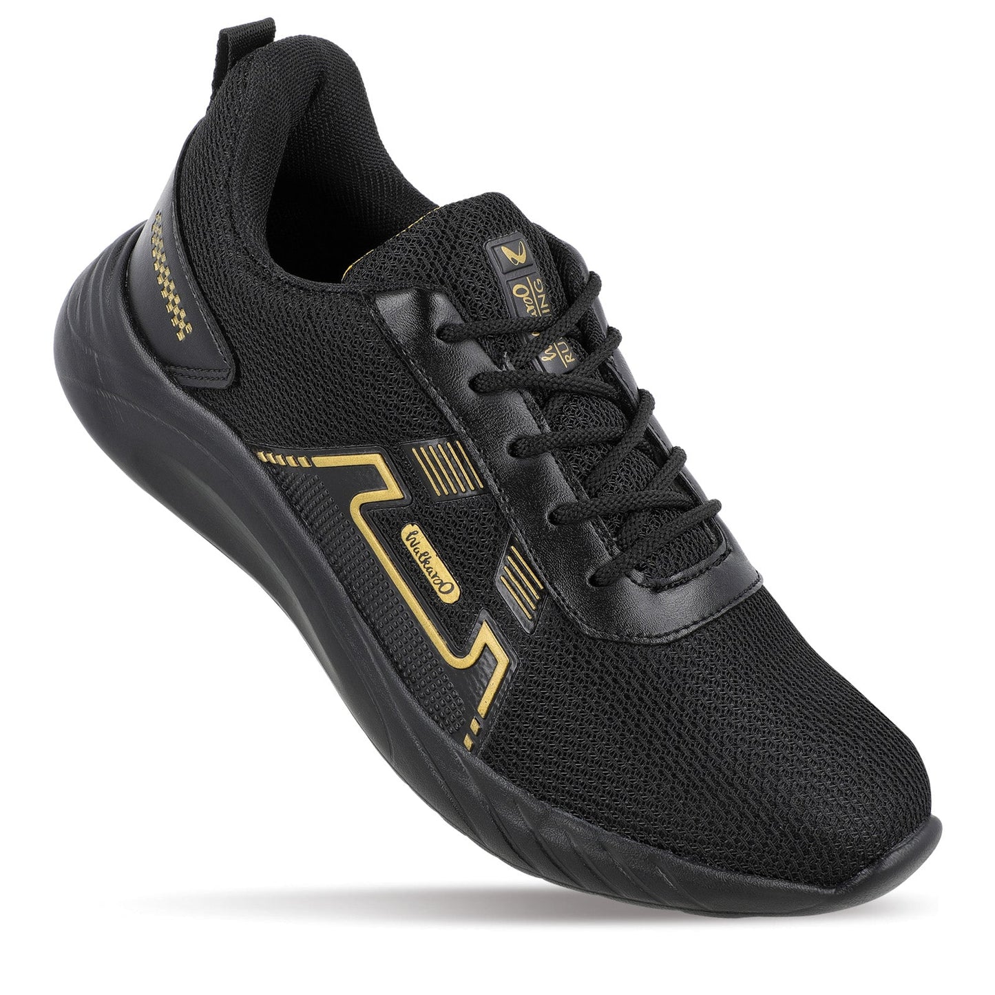 Walkaroo Men walking Shoes - WS3065 Black Gold - Walkaroo Footwear