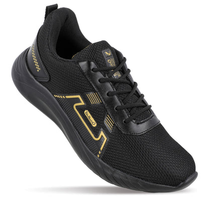 Walkaroo Men walking Shoes - WS3065 Black Gold - Walkaroo Footwear