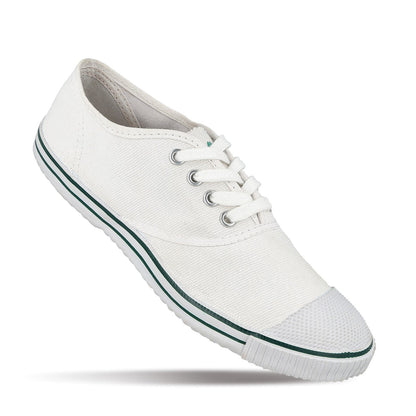 Kid's White Lace-up School Shoe - 566