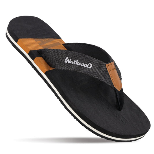 Men's Flip Flop Slippers - WC4257 Black Tan