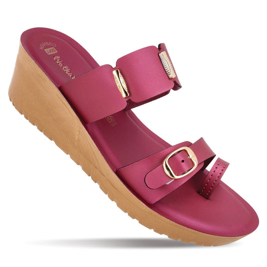 Women's Wedge Heel Sandals  - WLR74020 Maroon