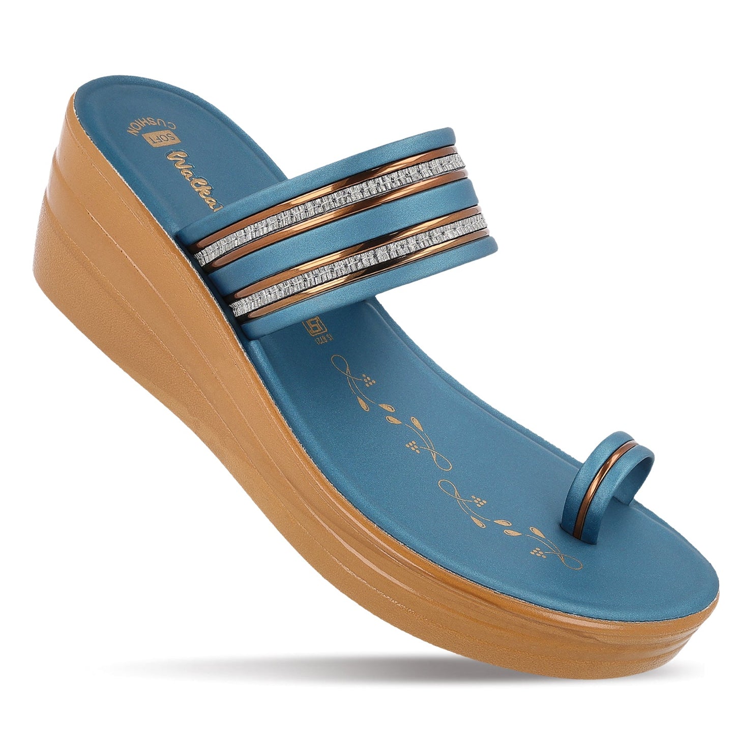 Women's Wedge Heel Sandals  - WLR74506 Peacock Blue