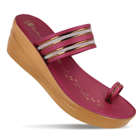 Women's Wedge Heel Sandals  - WLR74506 Maroon