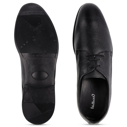 Walkaroo Leather Men formals Shoes - WF6051 Black - Walkaroo Footwear