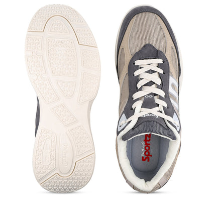 Men's Suede Sports Sneakers - SGE24009 Grey Beige
