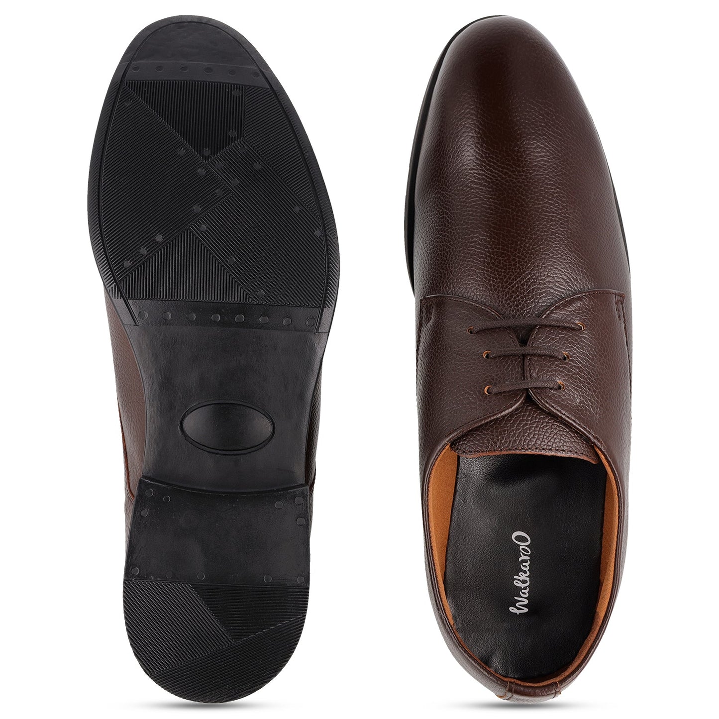 Walkaroo Leather Men formals Shoes - WF6051 Brown - Walkaroo Footwear