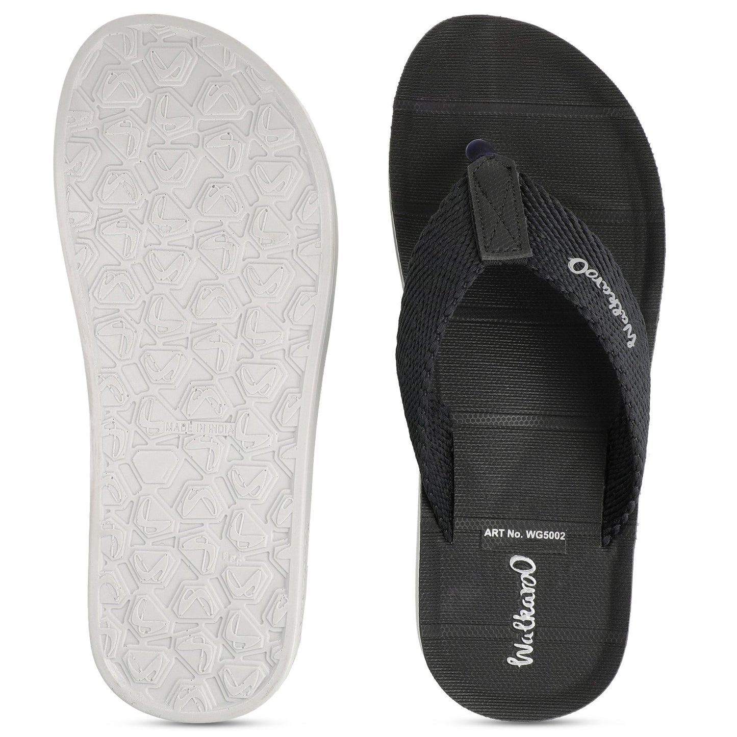 Walkaroo Men Solid Thong Sandals  - WG5002 Black