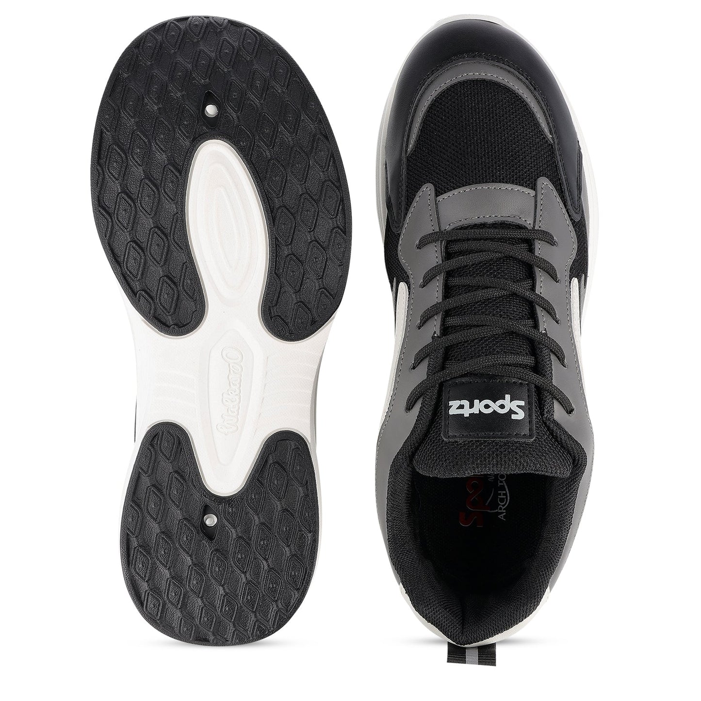 Men's Lace-up Walking Shoes - WS9129 Black Grey
