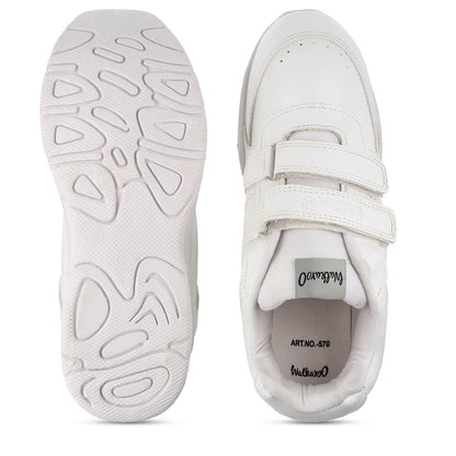 Walkaroo Senior Boys School Shoes - 570 White - Walkaroo Footwear