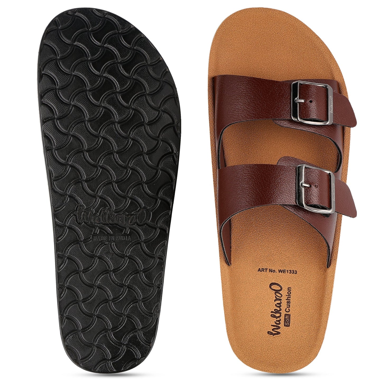 Walkaroo+ Men Sandals - WE1333 Brown - Walkaroo Footwear