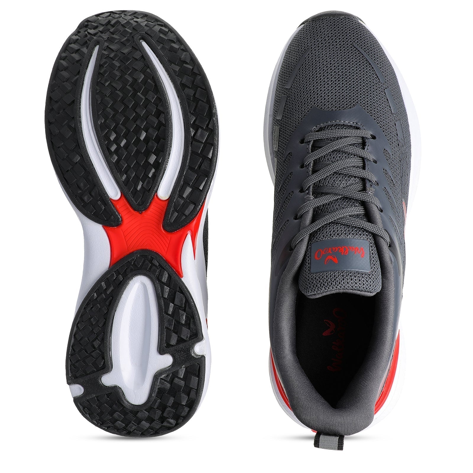 Walkaroo Running Shoes for Men - WS9096 Grey Red - Walkaroo Footwear