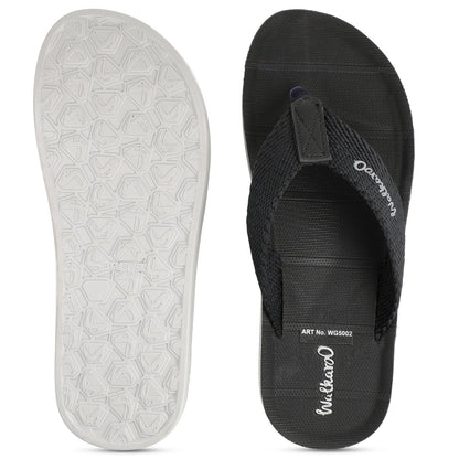 Walkaroo Men Solid Thong Sandals - WG5002 Black - Walkaroo Footwear