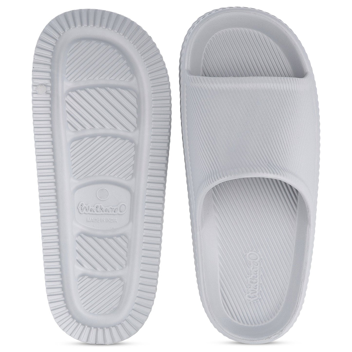 Walkaroo Mens Flip Flop Sliders  - WC8737 Light Grey