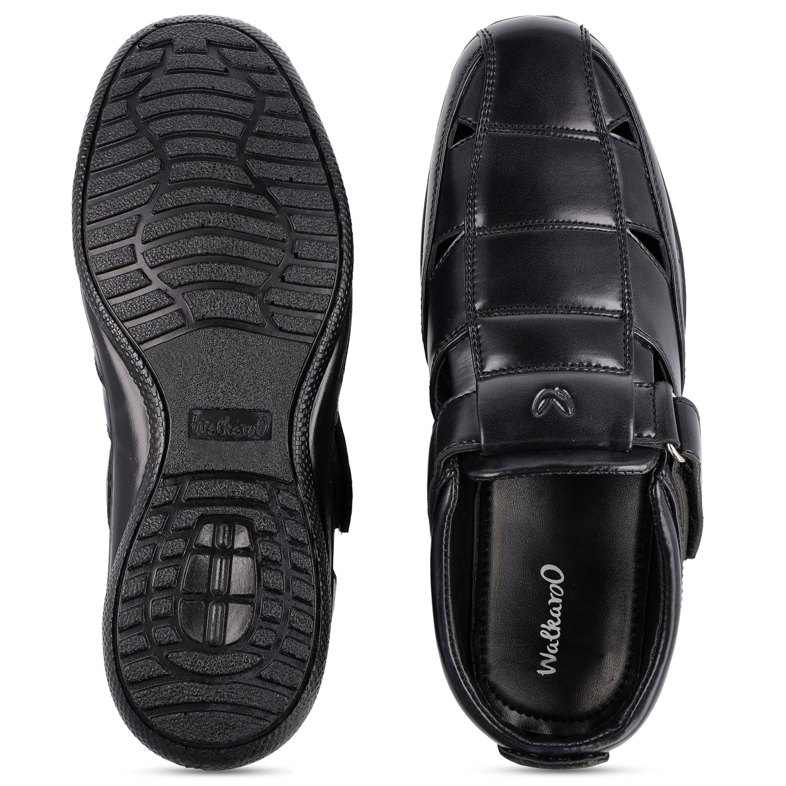 Walkaroo Xgo Men Solid Roman Sandals - WF6255 Black - Walkaroo Footwear