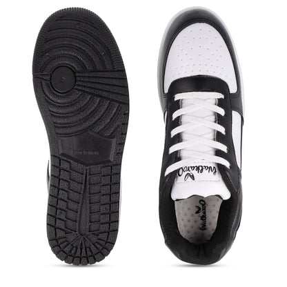 Walkaroo Men Walking Shoes - WY3335 Black white - Walkaroo Footwear