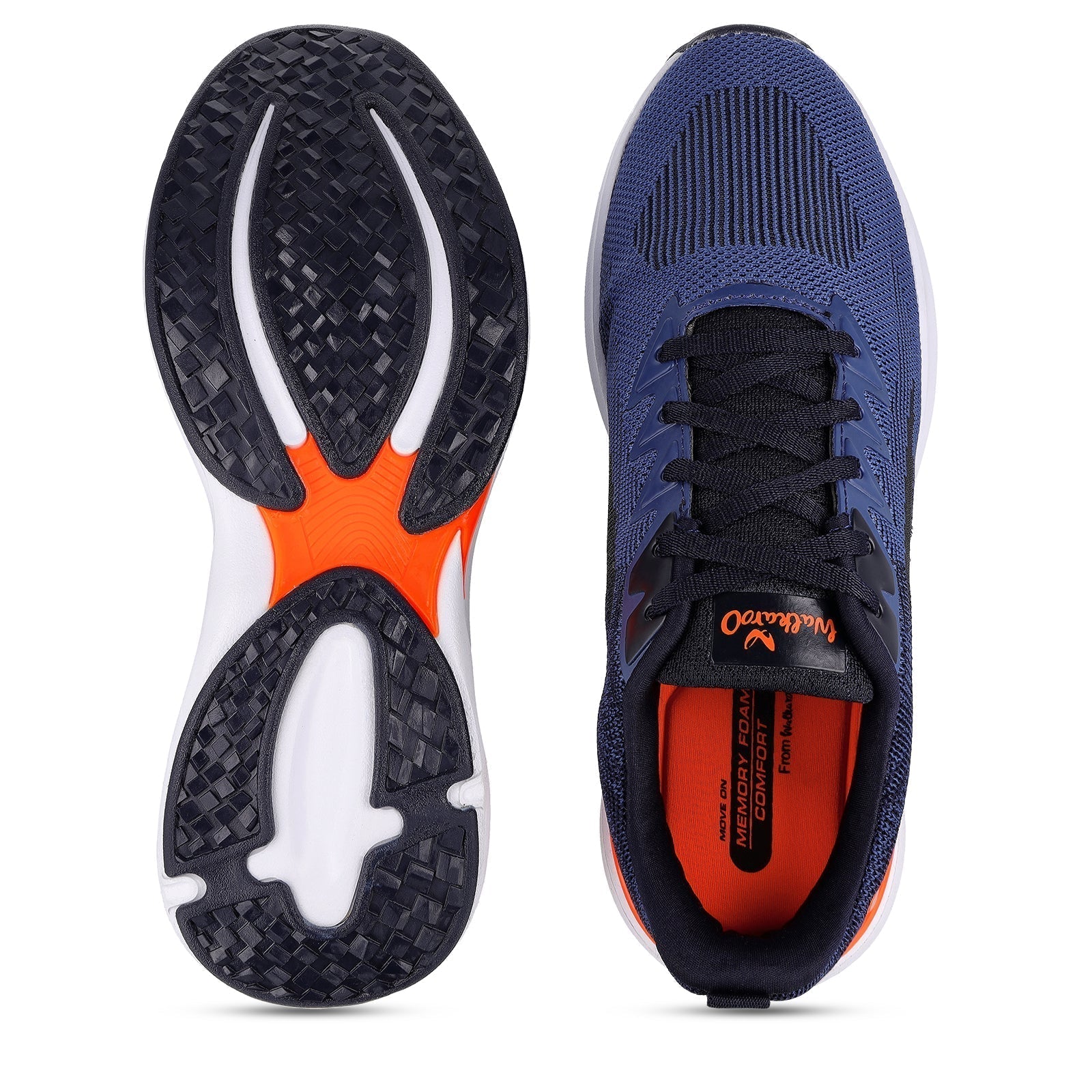 Walkaroo Running Shoes for Men - WS9092 Navy Blue orange - Walkaroo Footwear