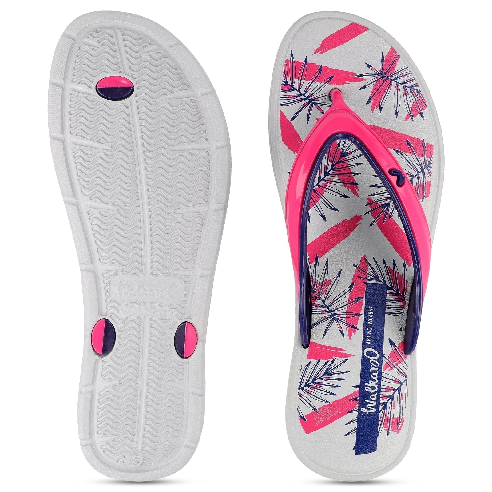 Walkaroo Womens Flip Flop - WC4857 Grey Pink - Walkaroo Footwear