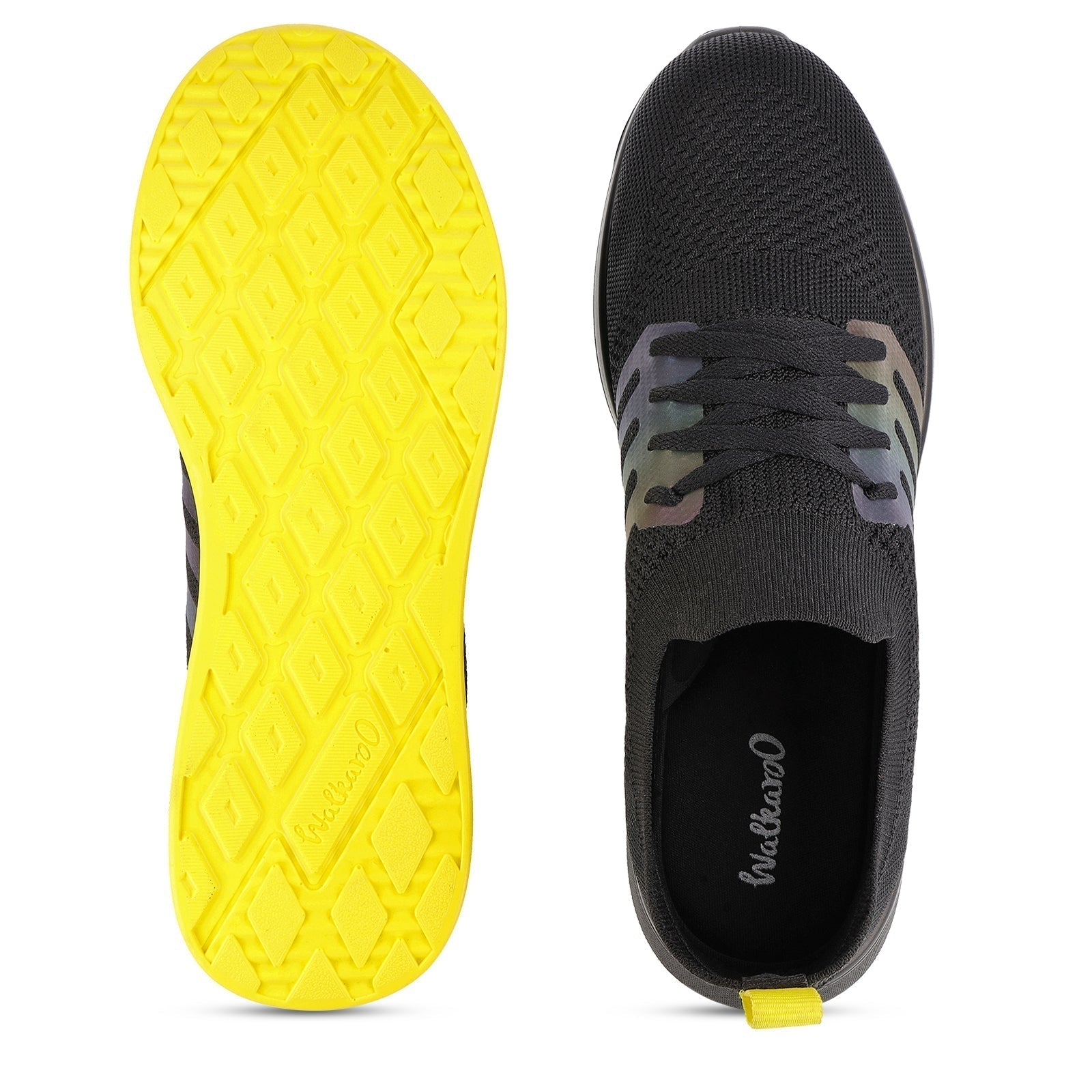 Walkaroo Men Walking and Washable Shoes - XS9771 Black Yellow - Walkaroo Footwear