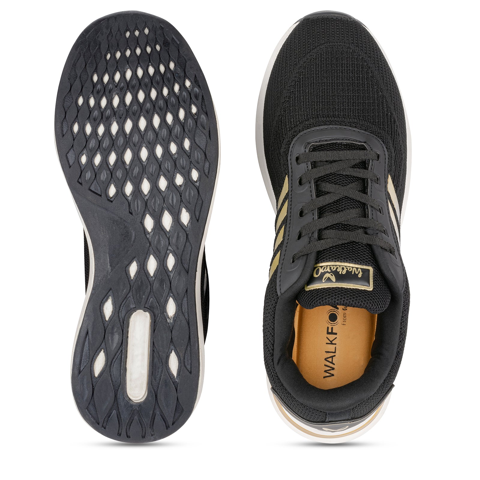 Walkaroo Men Walking Shoes - WS9075 Black Gold - Walkaroo Footwear