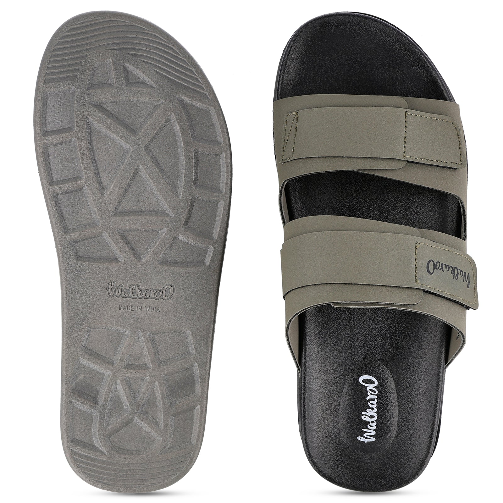 Walkaroo+ Men Sandals - WE1347 Olive - Walkaroo Footwear