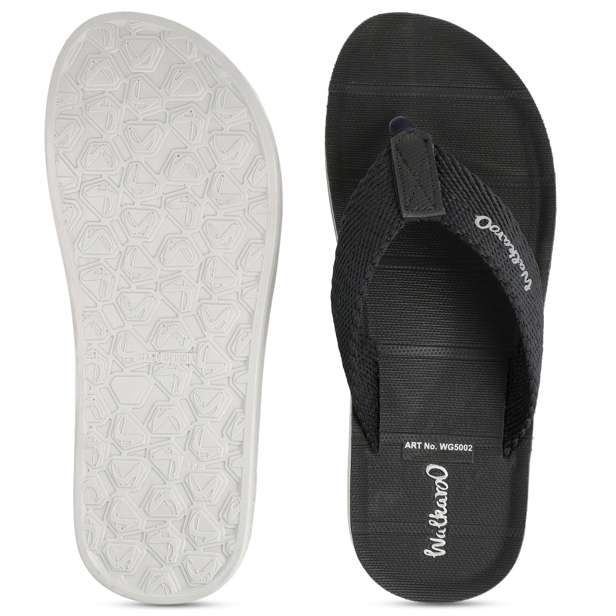 Walkaroo Men Solid Thong Sandals  - WG5002 Black