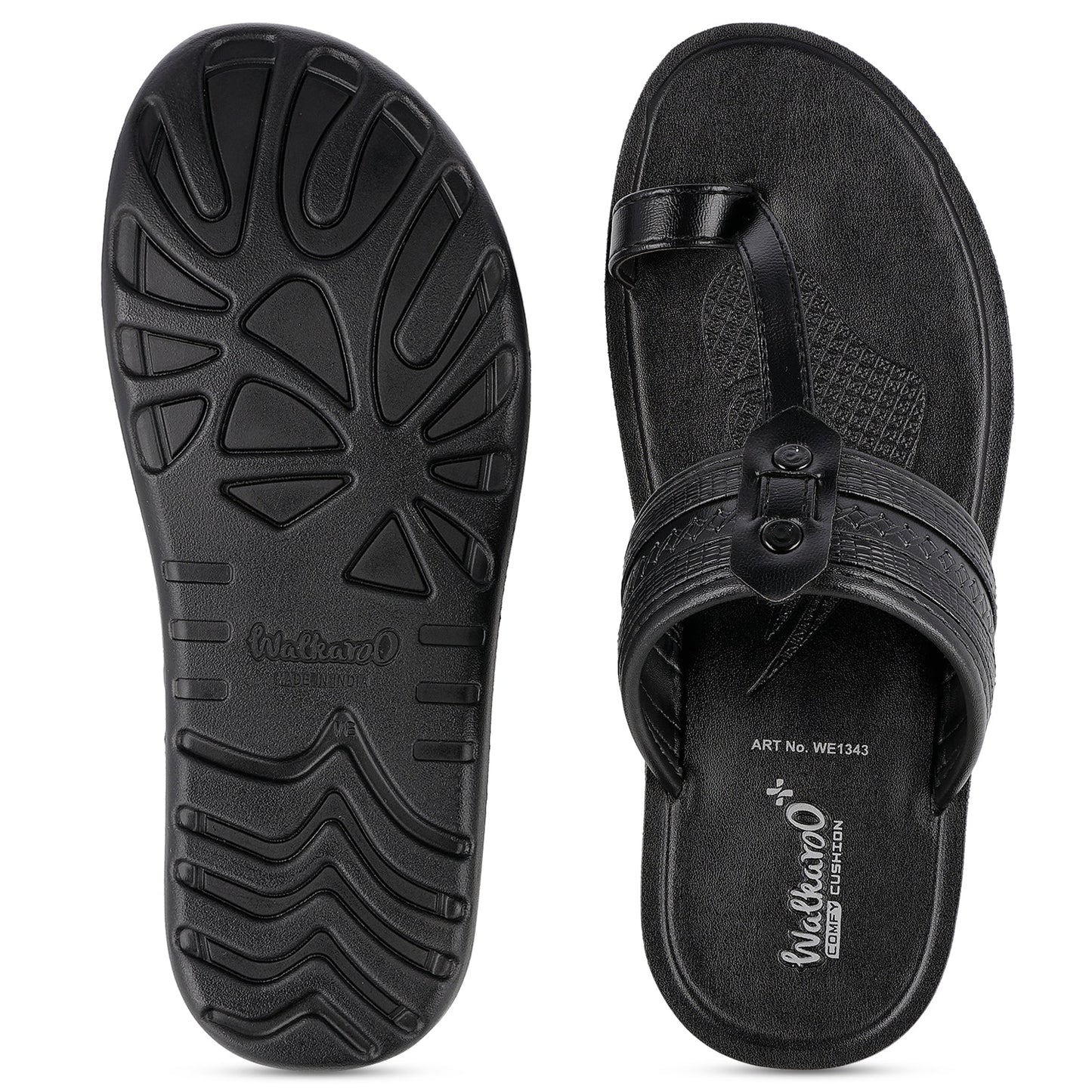 WALKAROO+ MEN SANDALS - WE1343 BLACK - Walkaroo Footwear