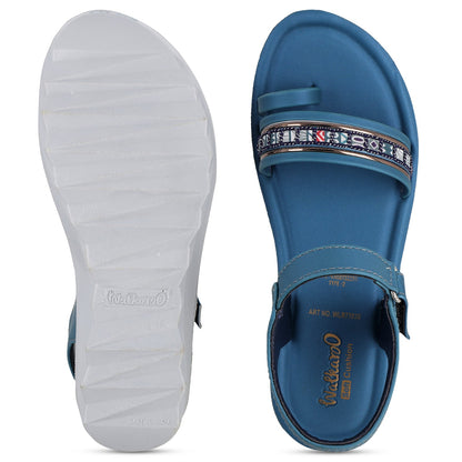 Girl's Wedge Heel Sandals  - WLR77030 Peacock Blue