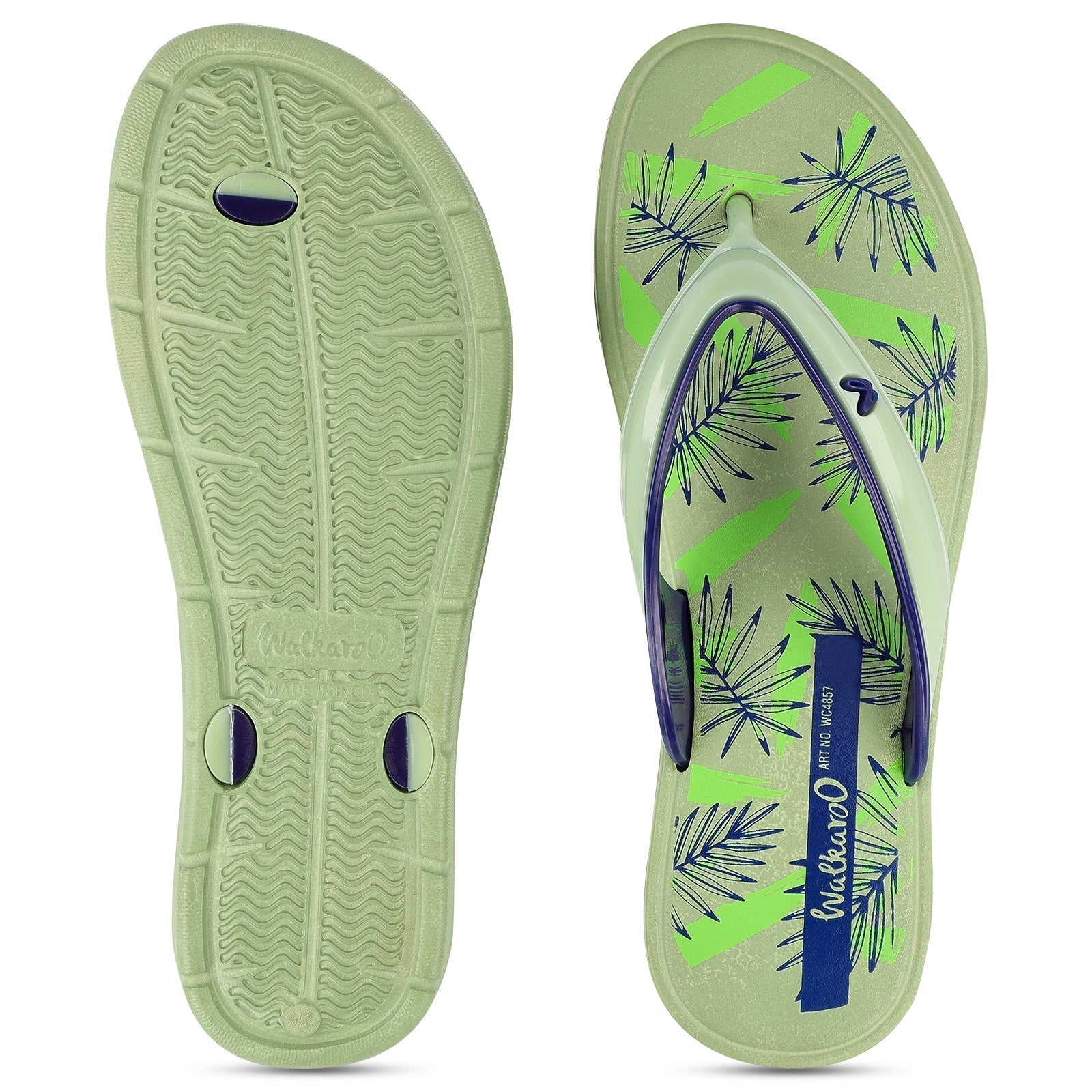 Walkaroo Womens Flip Flop - WC4857 Green Blue - Walkaroo Footwear