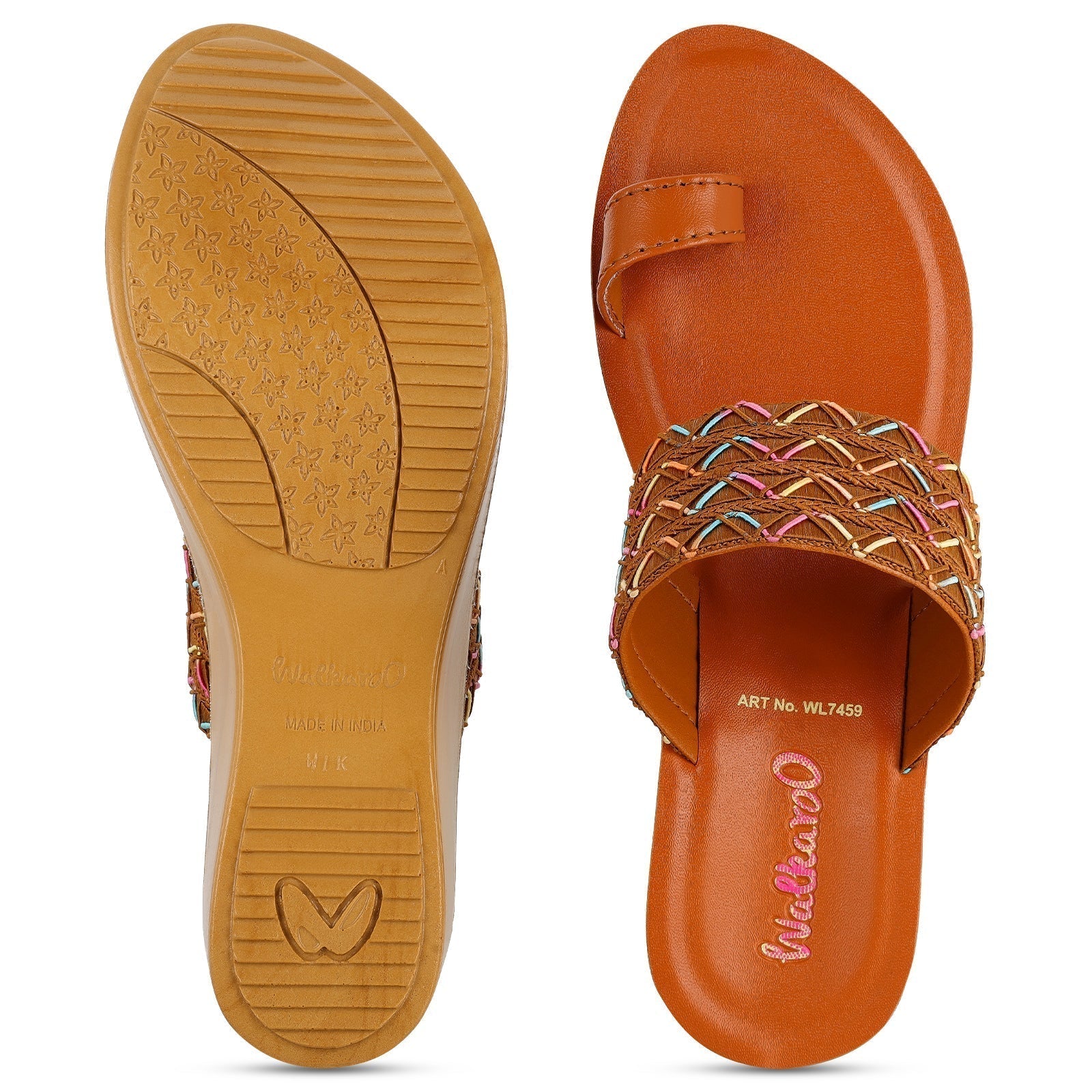 Walkaroo Womens Slip-On Slide Sandal - WL7459 Tan - Walkaroo Footwear