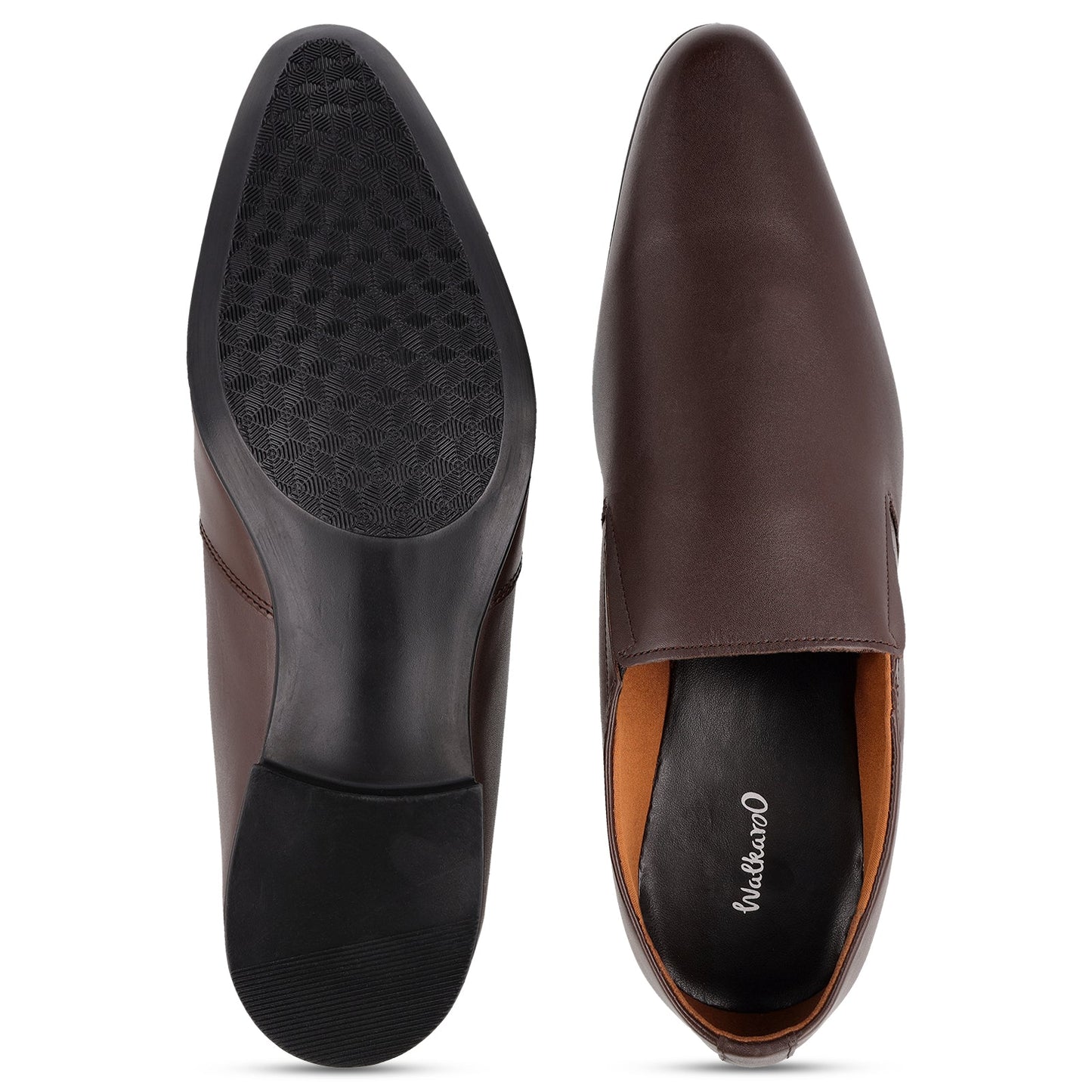 Walkaroo Leather Men formals Shoes - WF6052 Brown - Walkaroo Footwear