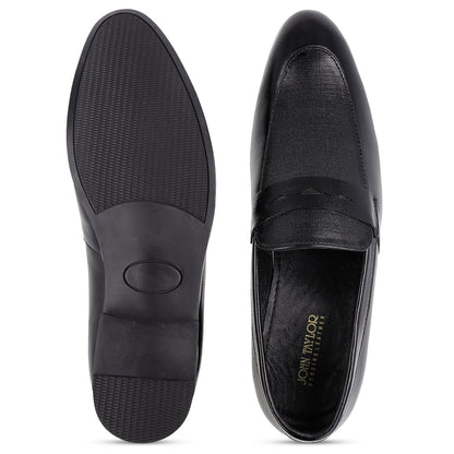 JOHN TAYLOR Men's Leather Penny Loafers - JT97534 Black