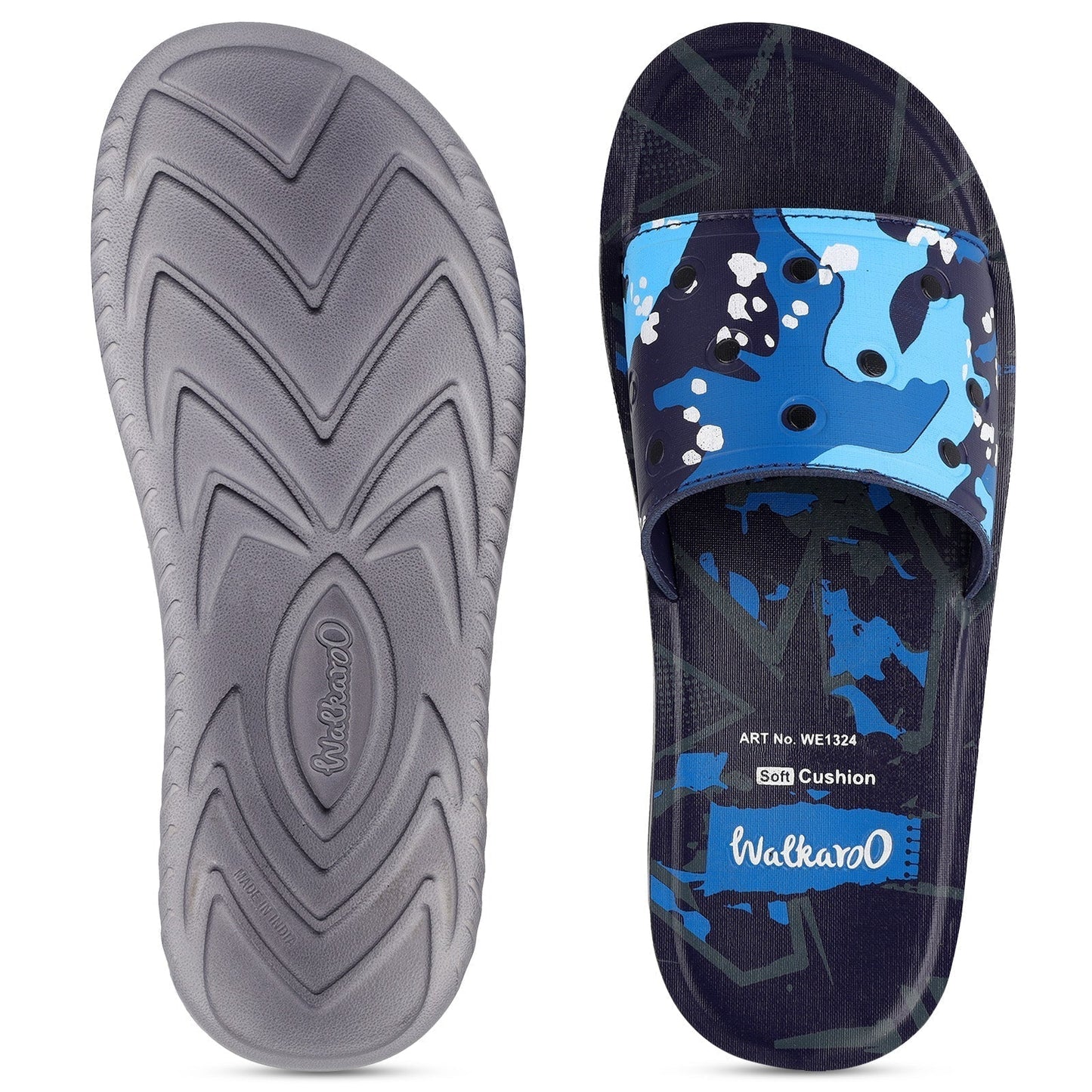 Walkaroo+ Men Slider - WE1324 Blue - Walkaroo Footwear