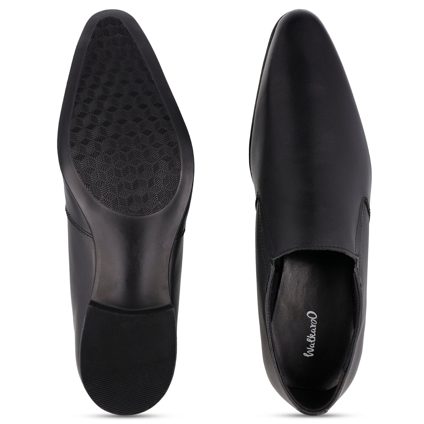 Walkaroo Leather Men formals Shoes - WF6052 Black - Walkaroo Footwear