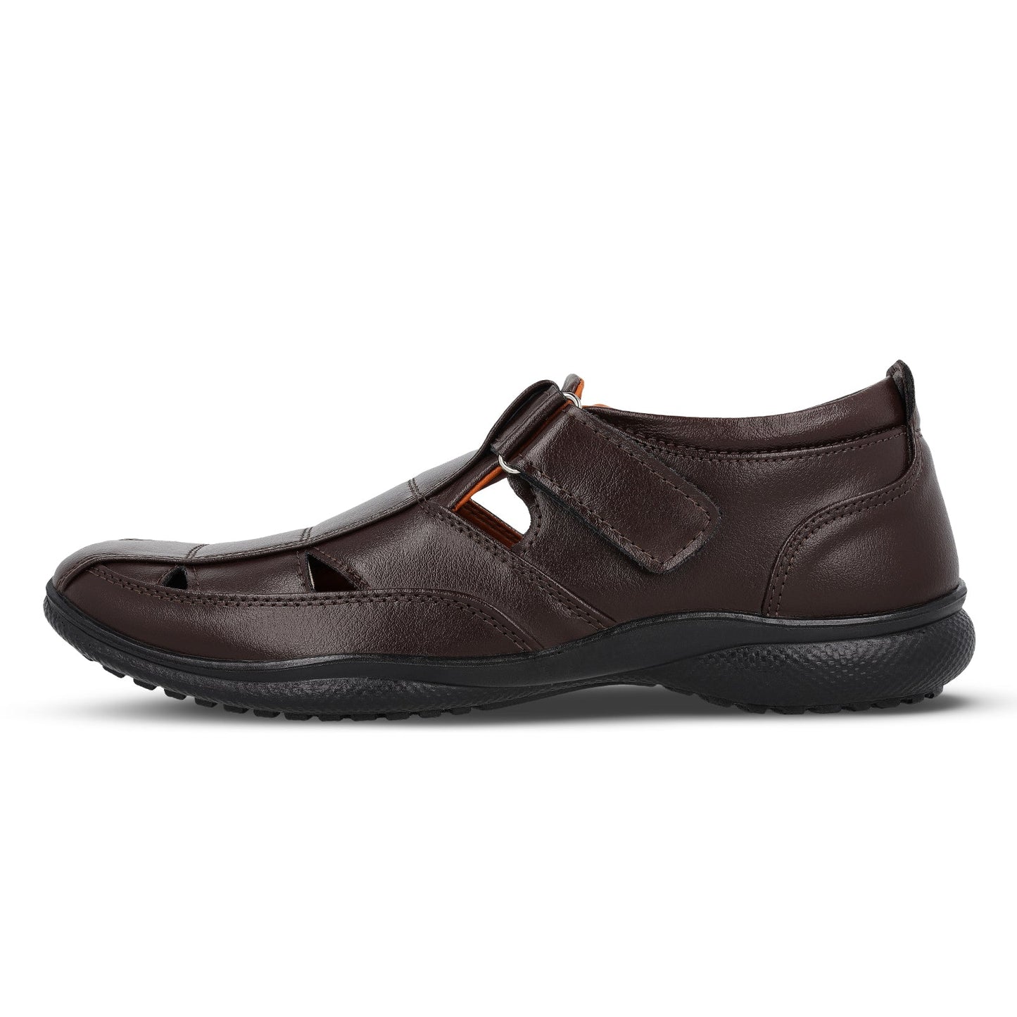 Walkaroo Xgo Men Solid Roman Sandals - WF6255 Coffee Brown - Walkaroo Footwear