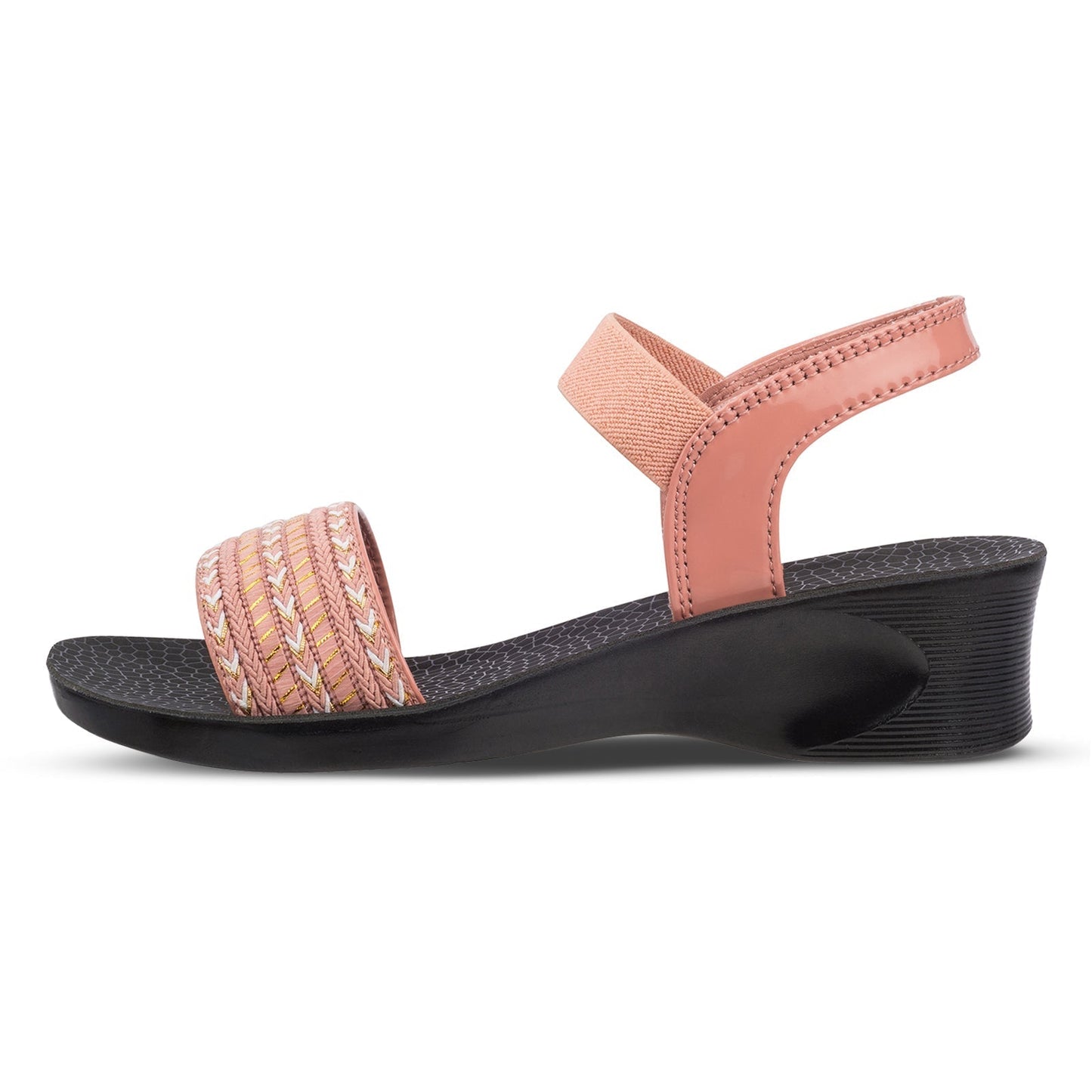 Walkaroo Womens Ankle Strap Heel Sandal - WL7795 Peach - Walkaroo Footwear