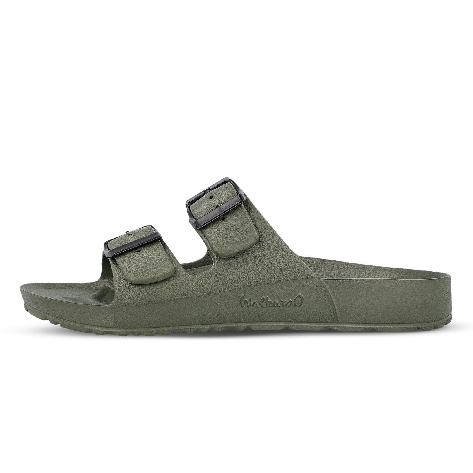 Walkaroo Men Slip On Slide Sandals - WC4808 Olive Green - Walkaroo Footwear