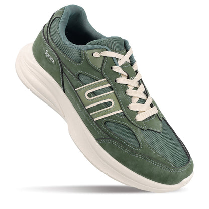Men's Suede Sports Sneakers - SGE24009 Dark Green