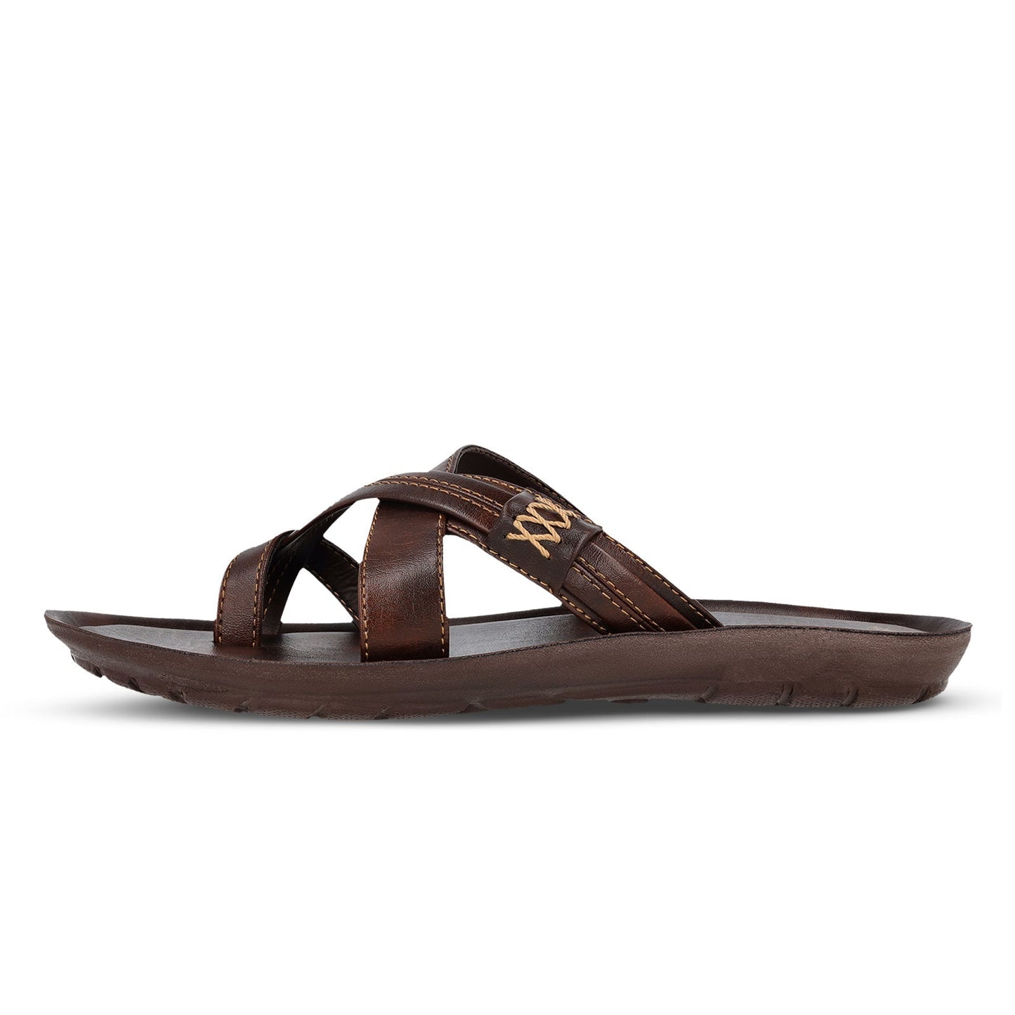 Walkaroo Boys Cross Strap Slide Sandals - 13322 Brown - Walkaroo Footwear