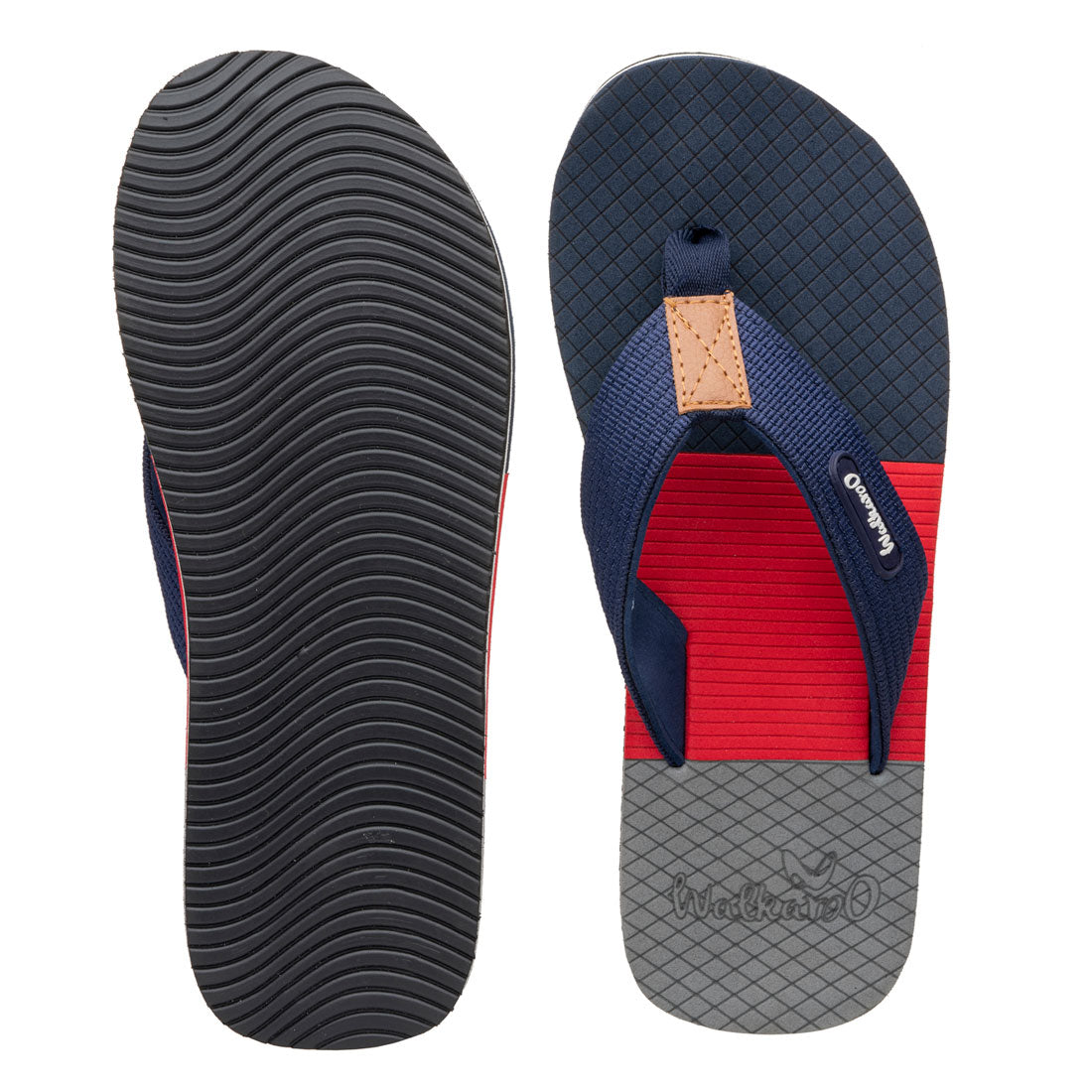 Walkaroo Men Printed Thong Flip Flop - WC4225 Navy Blue Red - Walkaroo Footwear