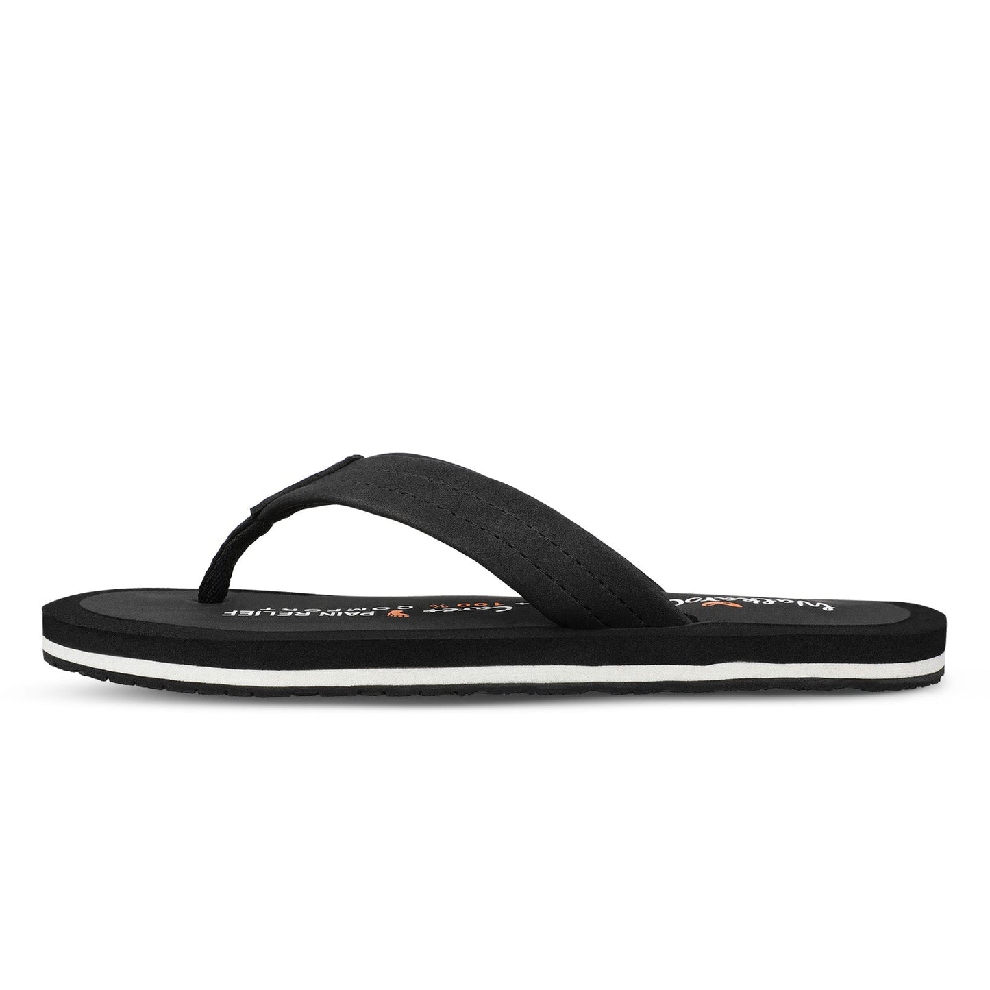 Walkaroo Men Solid Care Plus Flip-Flop - WH3810 Black - Walkaroo Footwear