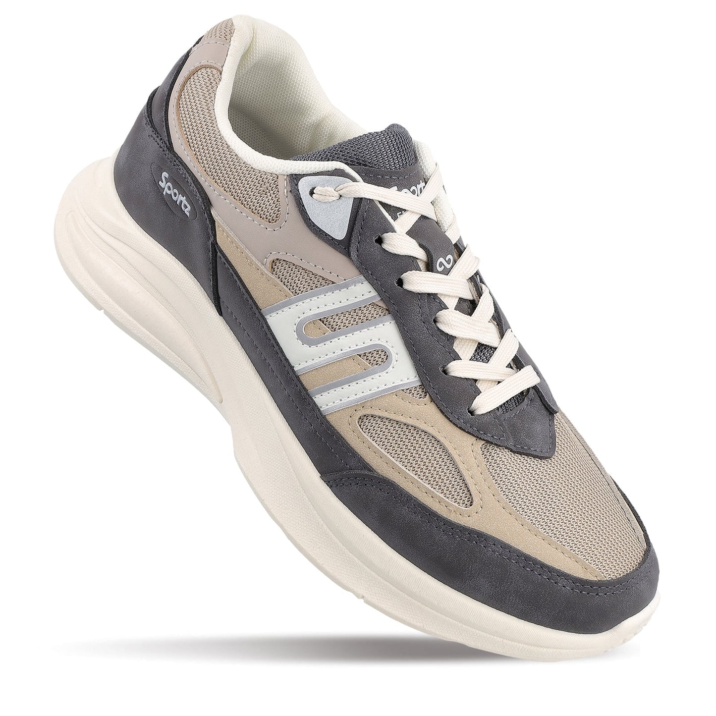 Men's Suede Sports Sneakers - SGE24009 Grey Beige